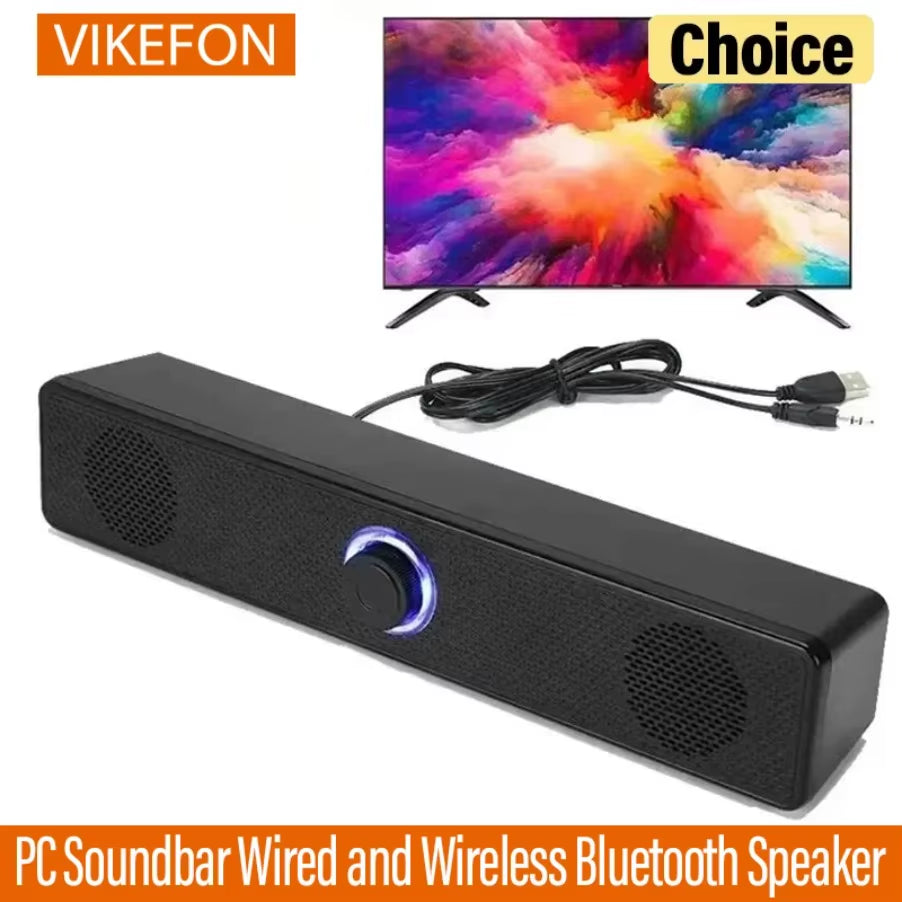 Wireless Bluetooth and PC Soundbar Wired Speaker USB Powered Soundbar for TV Pc Laptop Gaming Home Theater Surround Audio System