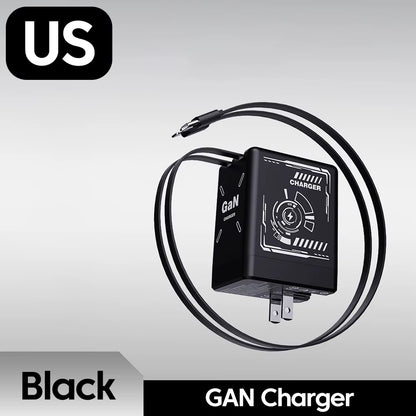 Gallium Nitride Charger Type C/Lightning Fast Charging Expansion Cable for Iphone15 16 Huawei Samsung