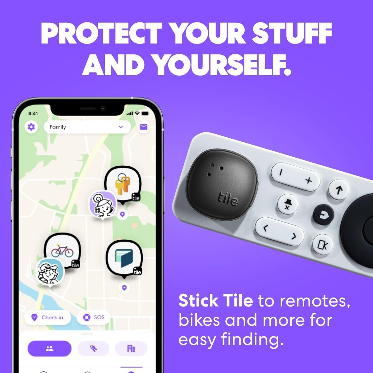 by Life360 Sticker - Small Bluetooth Tracker, Remote Finder and Item Locator for Bikes, Glasses and More, Both Ios and Android Compatible, Phone Finder, Pack of 2 (Black)