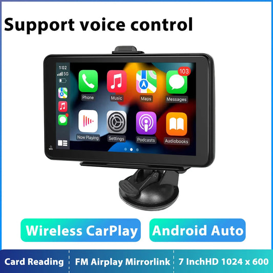 Wireless Carplay Android Auto Car Radio Multimedia Player for Universal 7'' Portable Touch Screen with AUX USB BT