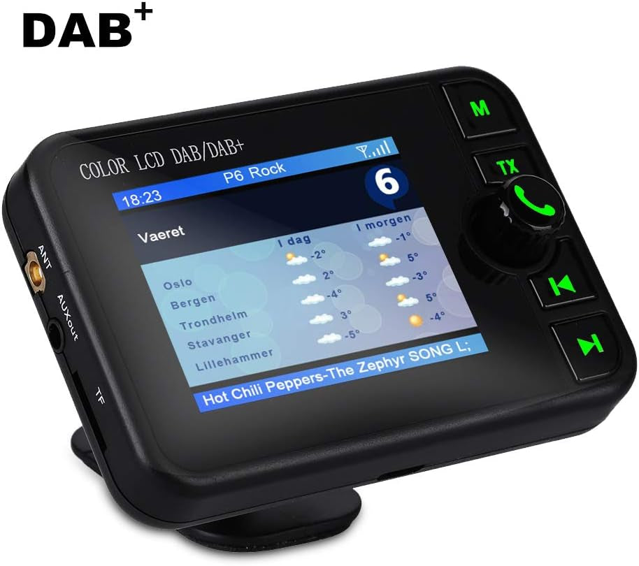 Car DAB Radio, 2.4 Inch Color LCD Bluetooth FM Transmitters, 170-240Mhz DAB / 87.5-108Mhz FM, Hands-Free Call, Portable Digital Radio Receiver Car Kit MP3 Music Player