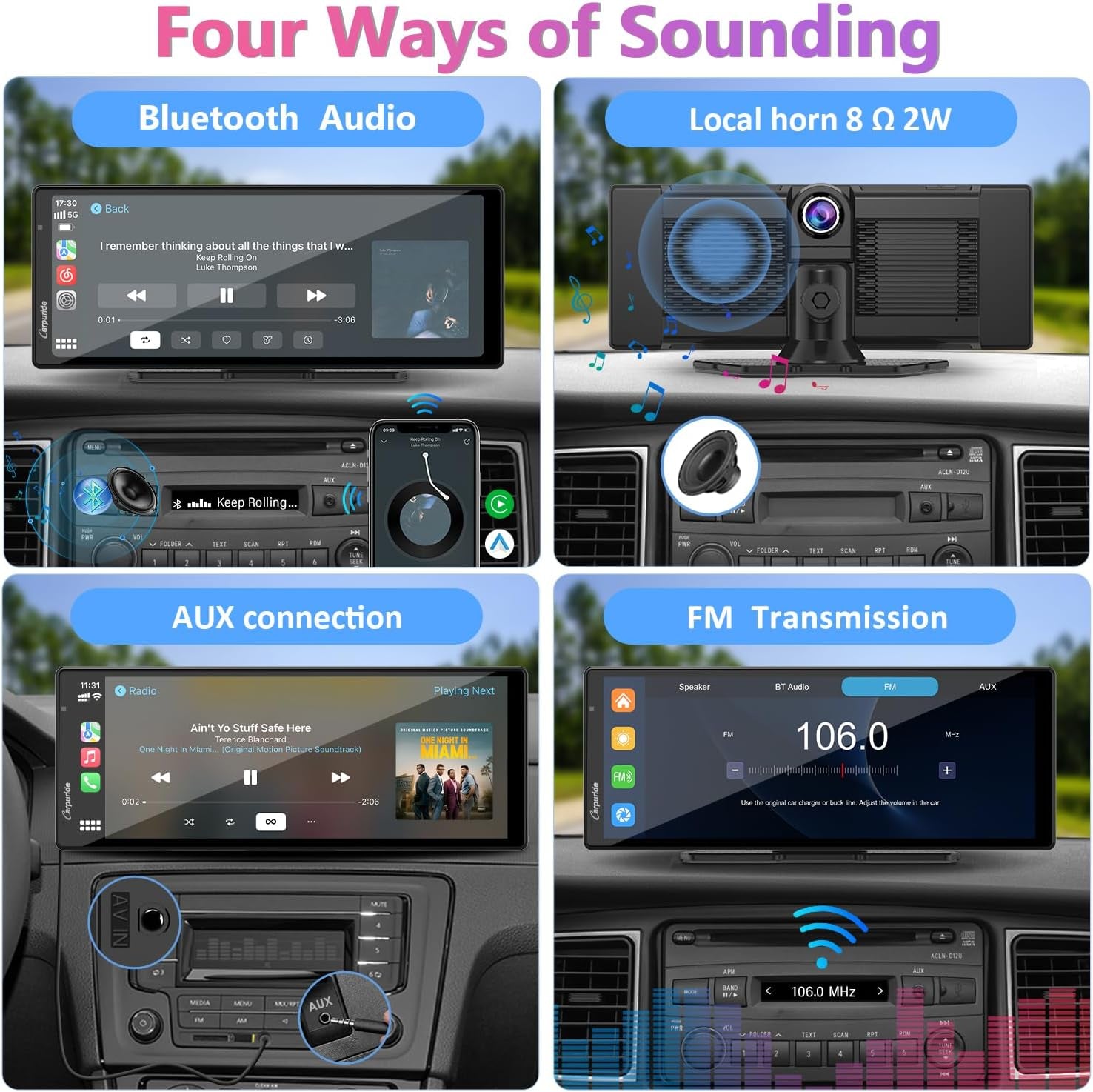 2025  W903 9.3" 4K Dash Cam with Wireless Carplay – Dual Front/Rear Camera, Loop Recording, Bluetooth, Mirror Link, GPS, Siri, Dashboard Mounted, Night Vision, Universal Car/Truck/Motorhome