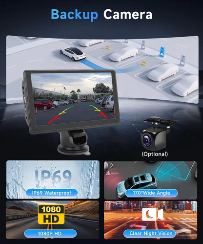 7 Inch Portable Car Play Stereo Touch Screen  Portable Carplay Car Radio with Wireless Android Auto Airplay Android Cast, Bluetooth, GPS Navigation, FM Transmit, AUX, Voice Control