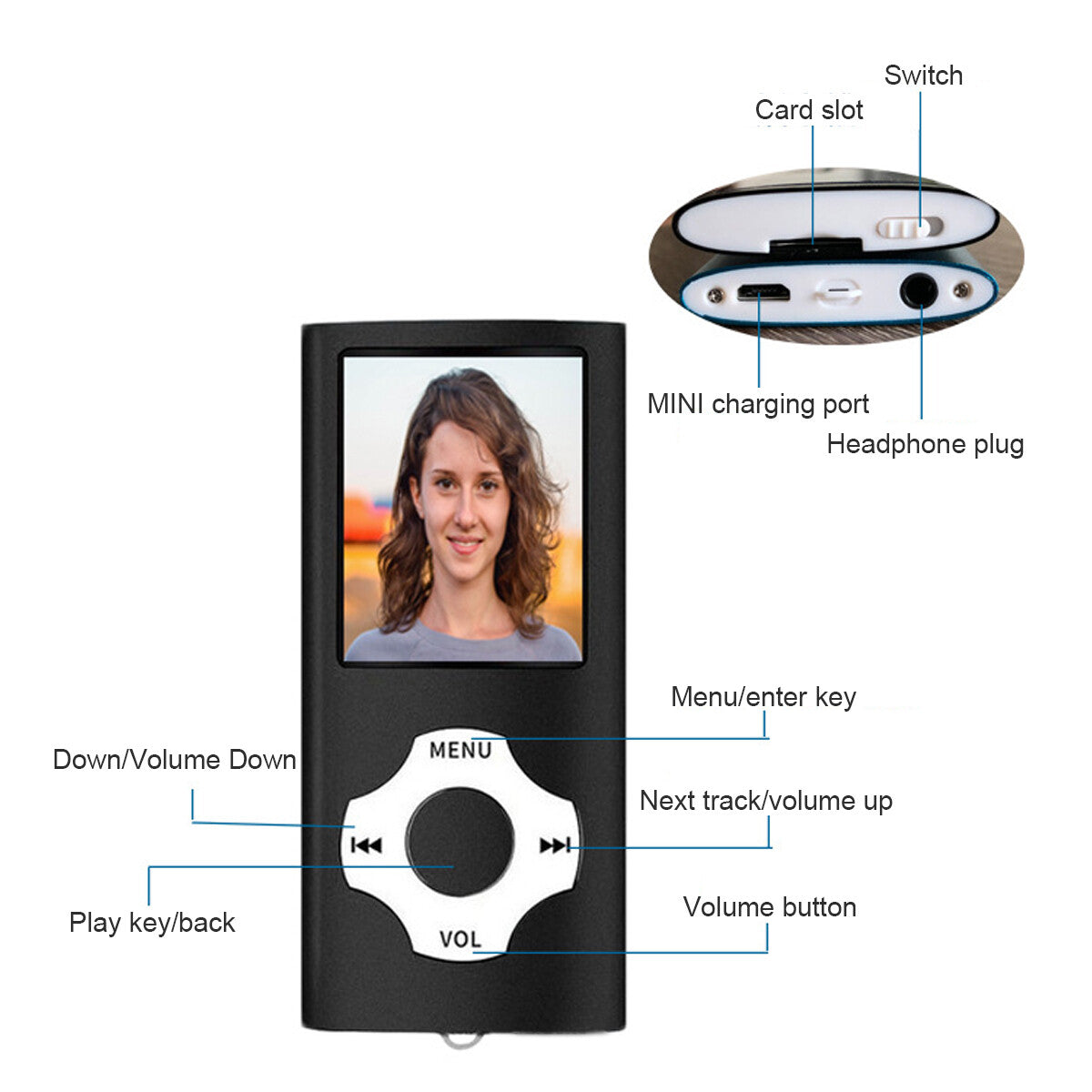 Bluetooth MP4/MP3 Lossless Music Player Radio Portable Sport Recorder +32GB Card