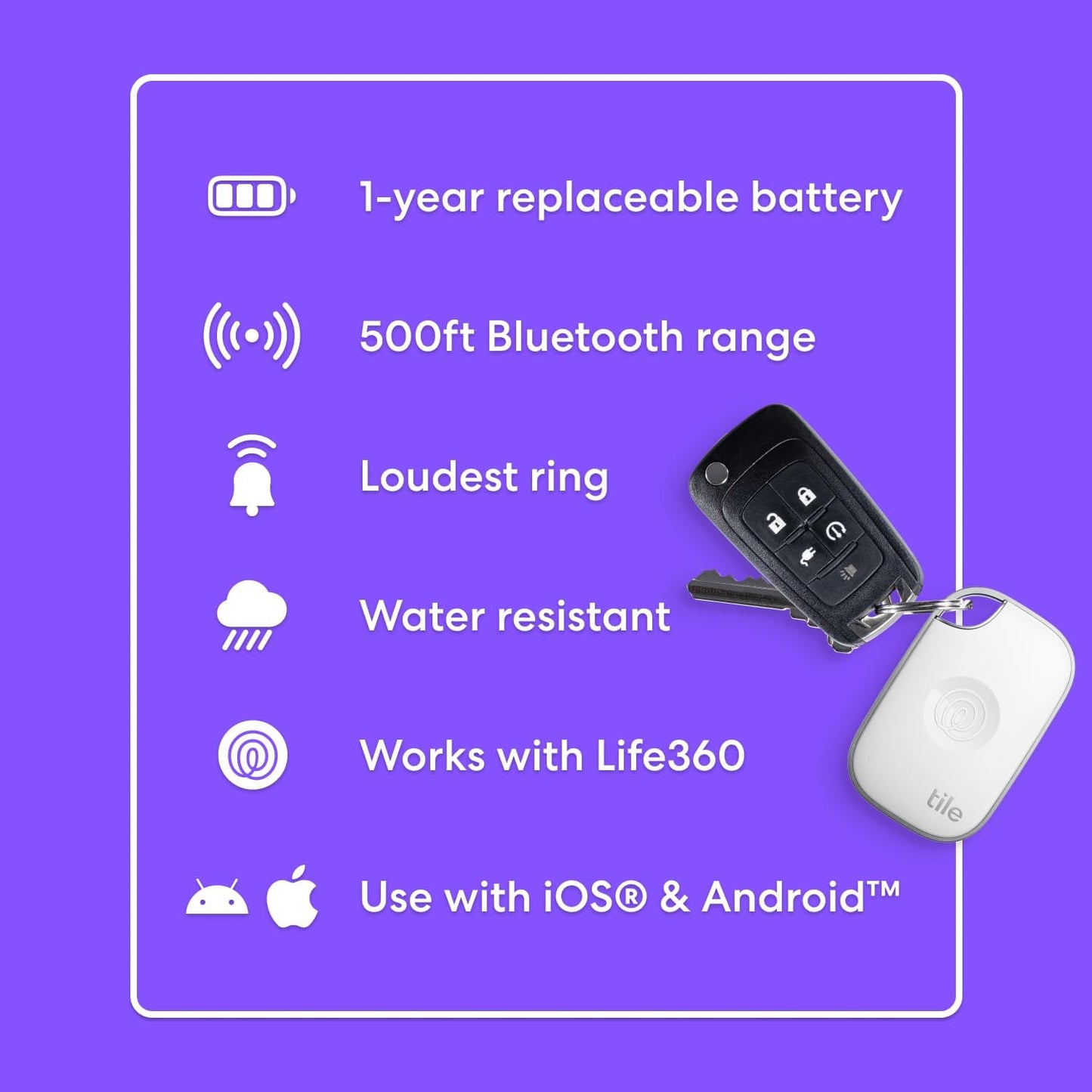 by Life360 Pro - Powerful Bluetooth Tracker, Key Finder and Item Locator for Keys Bags, and More, Both Ios and Android Compatible, Phone Finder. Pack of 2 (Black/White)