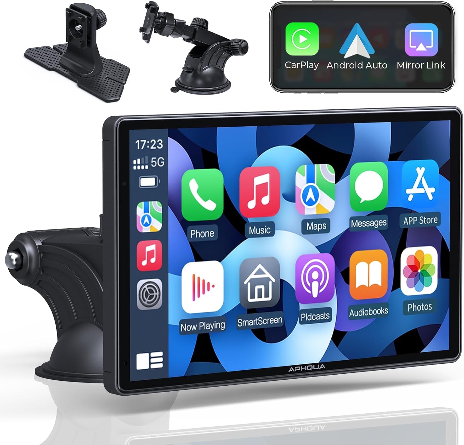 Carplay Screen for Car, 7'' Wireless App-Le Carplay & Android Auto Car Stereo, Portable Car Play Touch Screen Digital Media Receivers with GPS Navigation/Mirror Link/Bluetooth/Fm/Aux/Usb