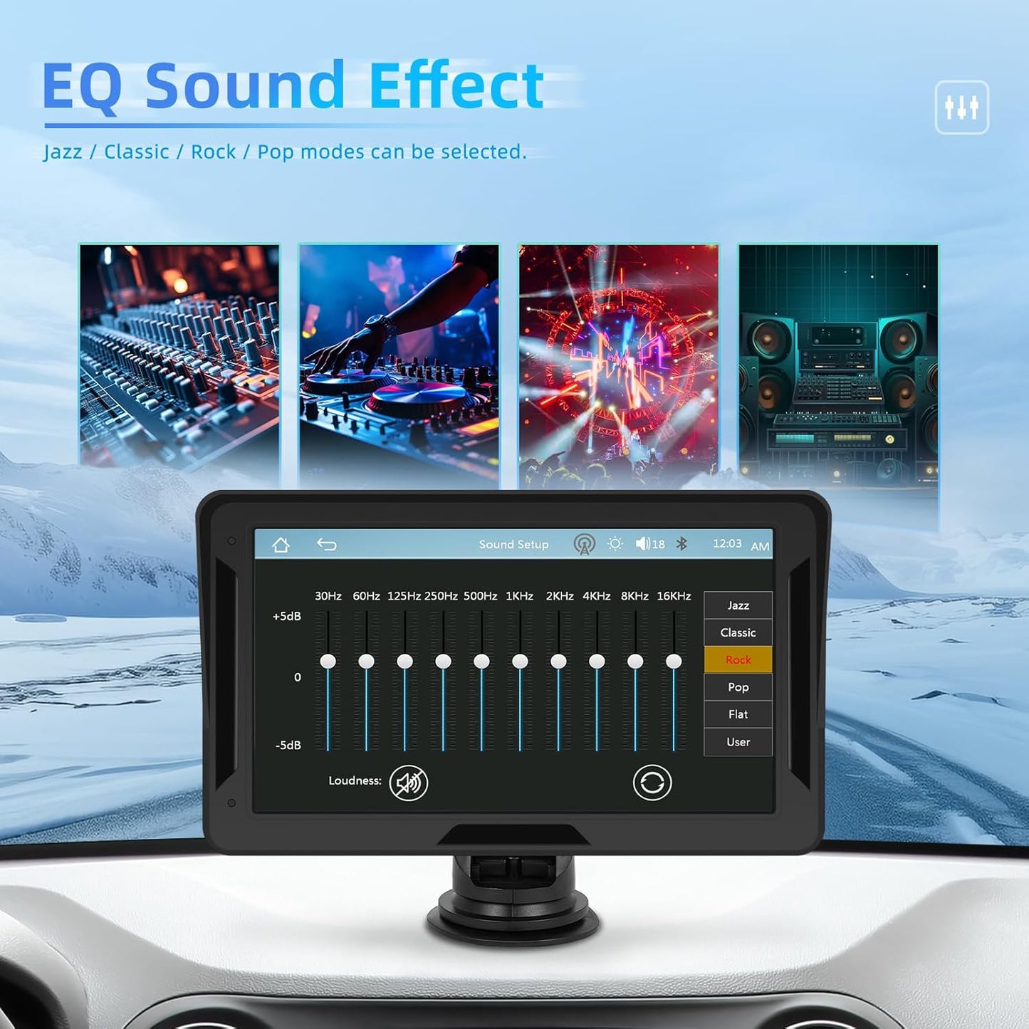 Portable Wireless Carplay Android Auto Screen Car Stereo, 7" HD Touchscreen Radio Carplay Screen for Car Fits Apple&Android, Car Audio Receivers with Bluetooth/Aux/Fm/Eq/Voice Control