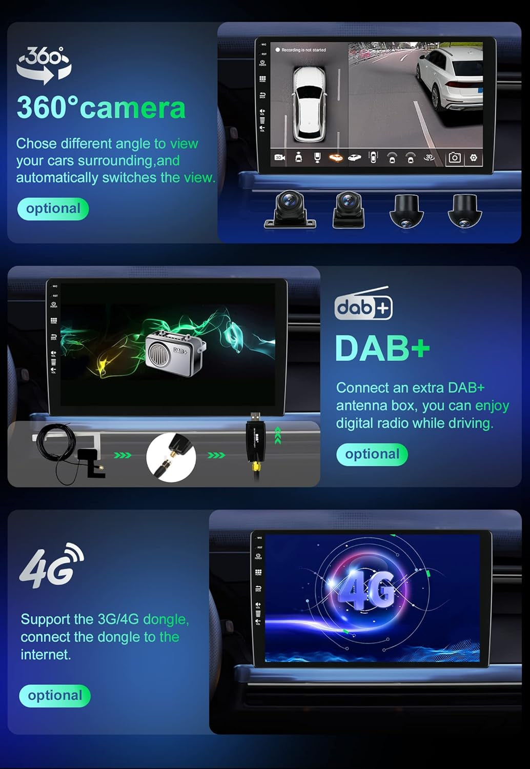 8G+256G 9Inch IPS Android Double Din Car Stereo for Vauxhall Corsa E 2015-2019 - Wireless Carplay/Android Auto/Dsp - Camera & MIC - USB AUX SWC BT DAB RDS