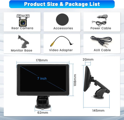 Portable Car Stereo Wireless Carplay Screen Android Auto Screen for Car, 7 Inch Touch Screen Portable Carplay Screen with Bluetooth 5.1, AUX/USB, Live Navigation, Voice Control