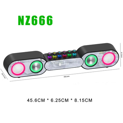 Rechargeable Wooden Alarm Clock with Bluetooth Soundbar Subwoofer Speaker and FM Radio for Home or E-Sport Game Room Decoration