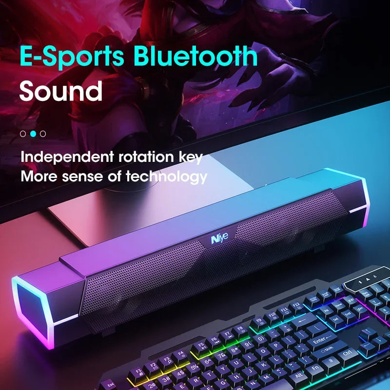 4D Computer Speakers Bluetooth 5.0 Wired Loudspeaker Surround Soundbar Speaker Stereo Subwoofer Sound Bar for Laptop Notebook PC