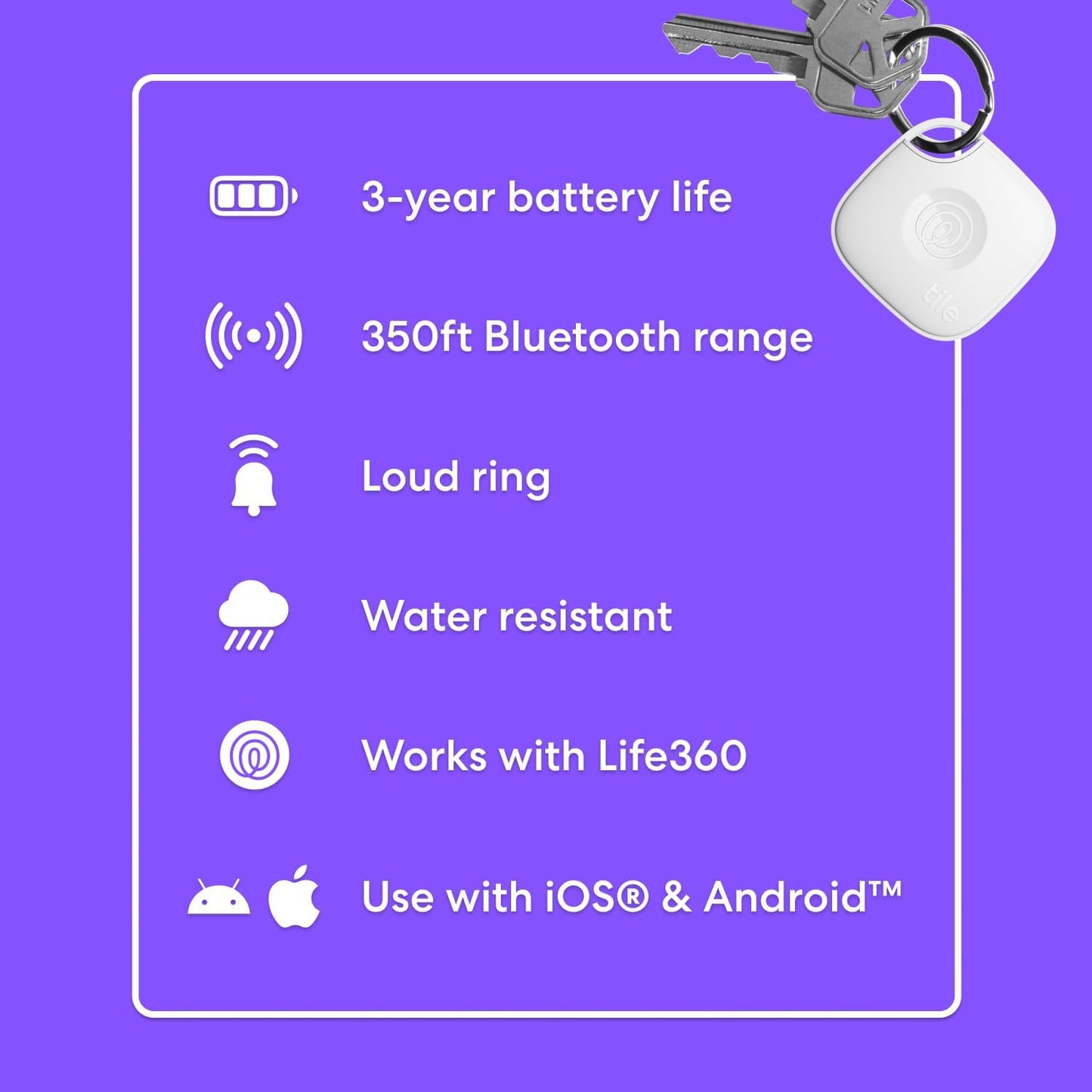 by Life360 Mate - Bluetooth Tracker, Keys Finder and Item Locator for Keys, Bags and More. Phone Finder, Both Ios and Android Compatible, Pack of 2 (Black/White)