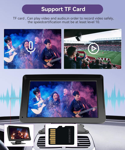 Wireless Carplay Screen, 7" Portable Car Stereo & Car Radio with Apple Carplay, Android Auto, HD Touchscreen, Bluetooth, Mirrorlink, Voice Control, FM Transmission, GPS, TF Card, AUX