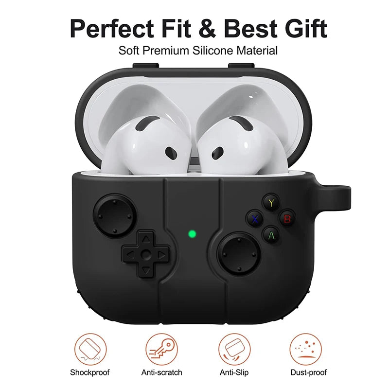 AirPods Earphone Case - 3D Gamepad Silicone Shockproof Cover for AirPods 1, 2, 3, Pro 2, and 2024 Models