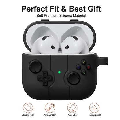 AirPods Earphone Case - 3D Gamepad Silicone Shockproof Cover for AirPods 1, 2, 3, Pro 2, and 2024 Models