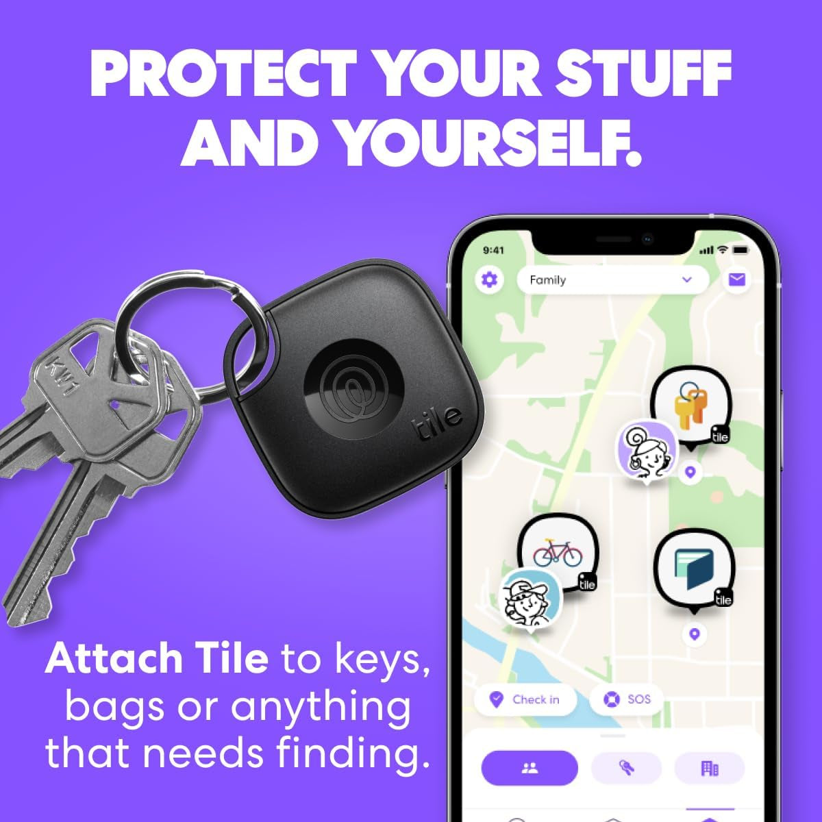 by Life360 Mate - Bluetooth Tracker, Keys Finder and Item Locator for Keys, Bags and More. Phone Finder, Both Ios and Android Compatible, Pack of 2 (Black/White)